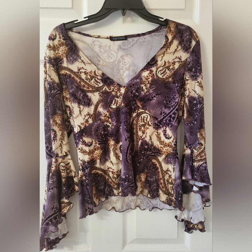 Purple and Cream Paisley Women's Top